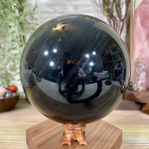 0518 HUGE!!! Silver Sheen Obsidian Crystal Sphere - Double XL 5-1/2 Pounds - Picture 9 of 11